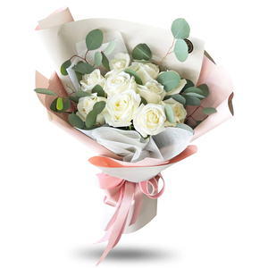 Japan Flower Delivery Tokyo – 12 White Roses Bouquet