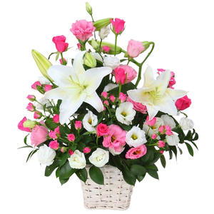 White & Pink Roses with Lilies | Flower Shop Tokyo