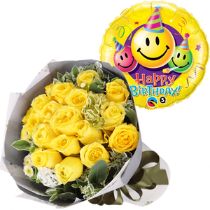 Flower Shops in Okinawa Japan – Roses with Balloon