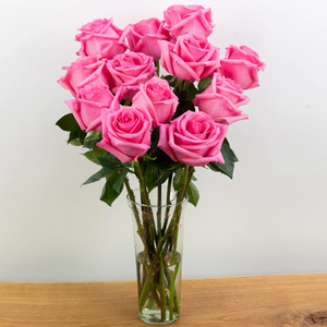 Japan Flower Delivery Tokyo | 12 Pink Roses Vase