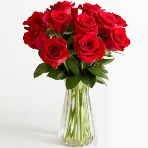 Flower Arrangement Tokyo - 12 Red Roses Vase