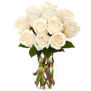 Flowers to Tokyo - 12 White Roses Vase