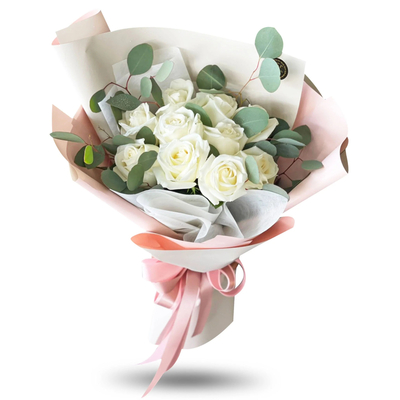 Japan Flower Delivery Tokyo – 12 White Roses Bouquet