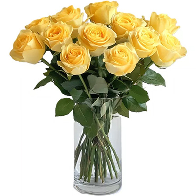 Flower Delivery in Japan Tokyo | 12 Yellow Roses Vase