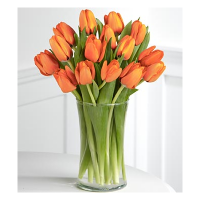 Send 12 Orange Tulips Vase Japan